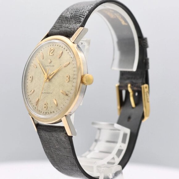 Vintage 34mm Baylor Linen Dial Men's Automatic Wristwatch Swiss Gold Capped - Picture 2 of 4